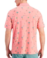 Club Room Men's Textured Short Sleeve Florida Life Print Performance Polo Shirt, Created for Macy's