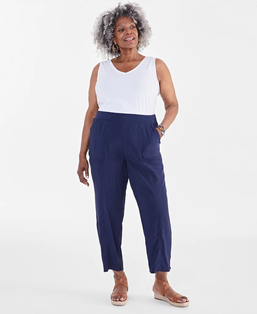 Style & Co Plus Mid-Rise Rib-Waistband Pants, Created for Macy's