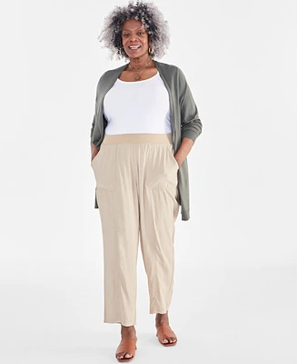 Style & Co Plus Mid-Rise Rib-Waistband Pants, Created for Macy's