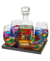 The Wine Savant Renaissance Stained Glass Wine Decanter Glasses, Set of 5