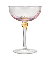The Wine Savant Pallo Tinted Glass Crystal Champagne Saucer, 9 oz Set of 4