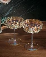 The Wine Savant Flower Vintage Glass Coupes, Set of 2