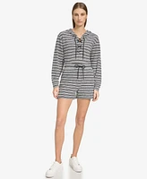 Andrew Marc Sport Women's Striped Knit Drawstring Shorts