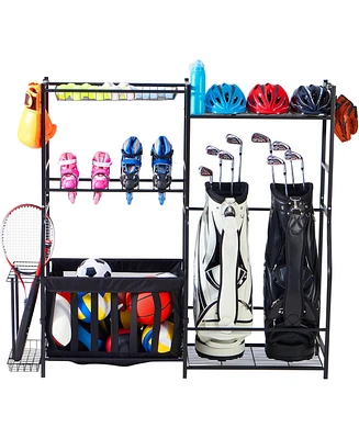 Lugo Heavy-Duty Garage Sports Equipment Organizer with Baskets and Hooks