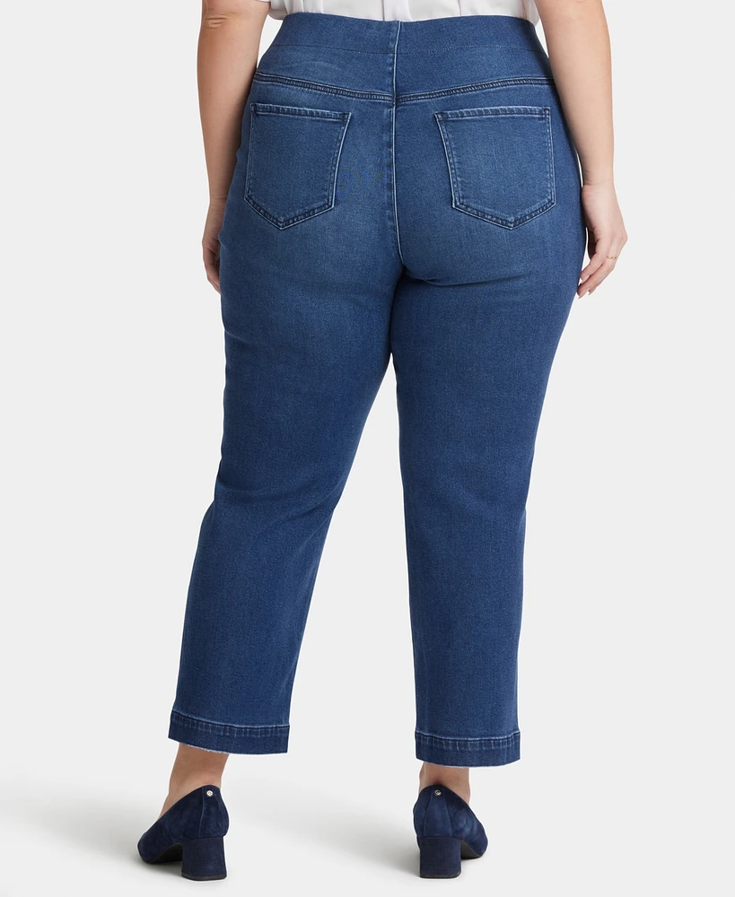 Nydj Plus Bailey Relaxed Straight Ankle Pull-On Jeans