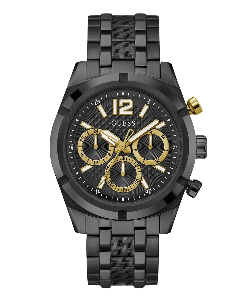 Men's Analog Black Steel Watch 44mm