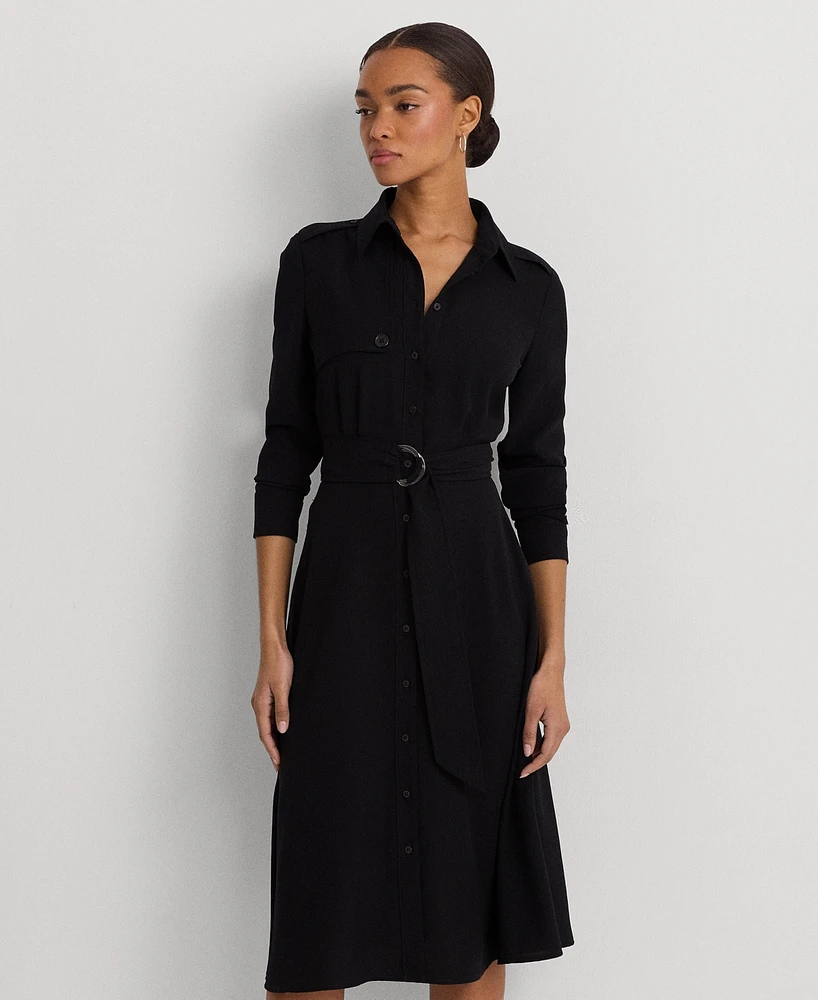 Lauren Ralph Lauren Women's Belted Double-Faced Georgette Shirtdress