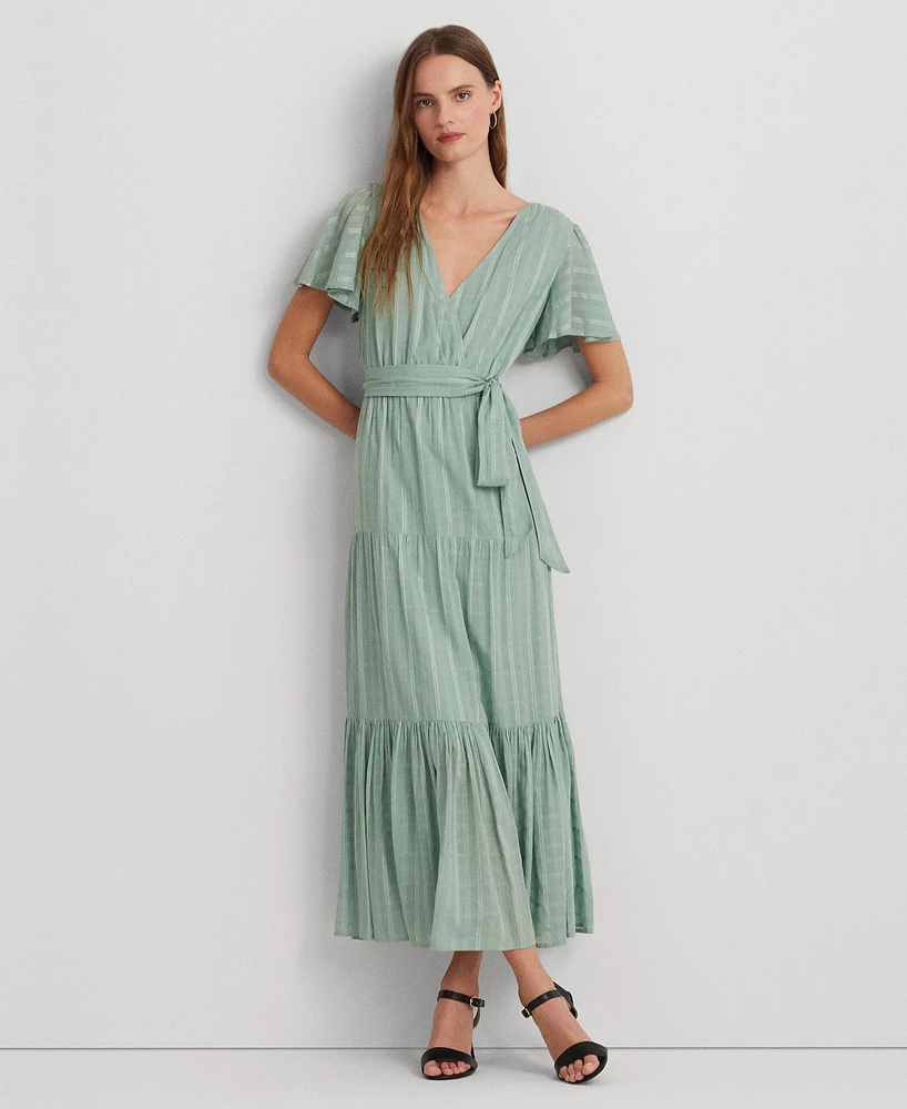 Lauren Ralph Lauren Women's Shadow-Gingham Belted Cotton-Blend Dress