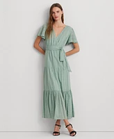 Lauren Ralph Lauren Women's Shadow-Gingham Belted Cotton-Blend Dress