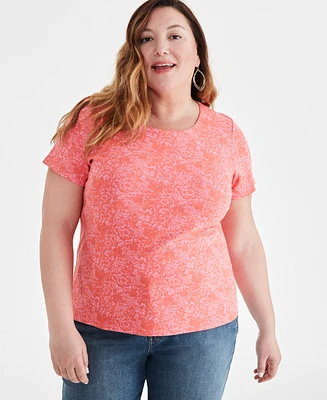 Style & Co Plus Size Printed Scoop-Neck Knit Top, Created for Macy's