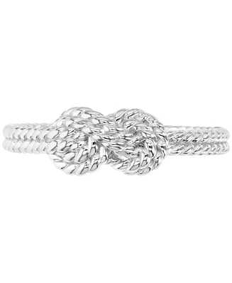 Rope-Textured Double Knot Double Band Statement Ring