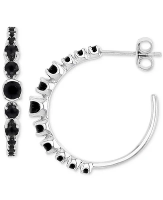 Black Spinel Graduated Small Hoop Earrings (1-3/8 ct. t.w.) in Sterling Silver, 0.79"
