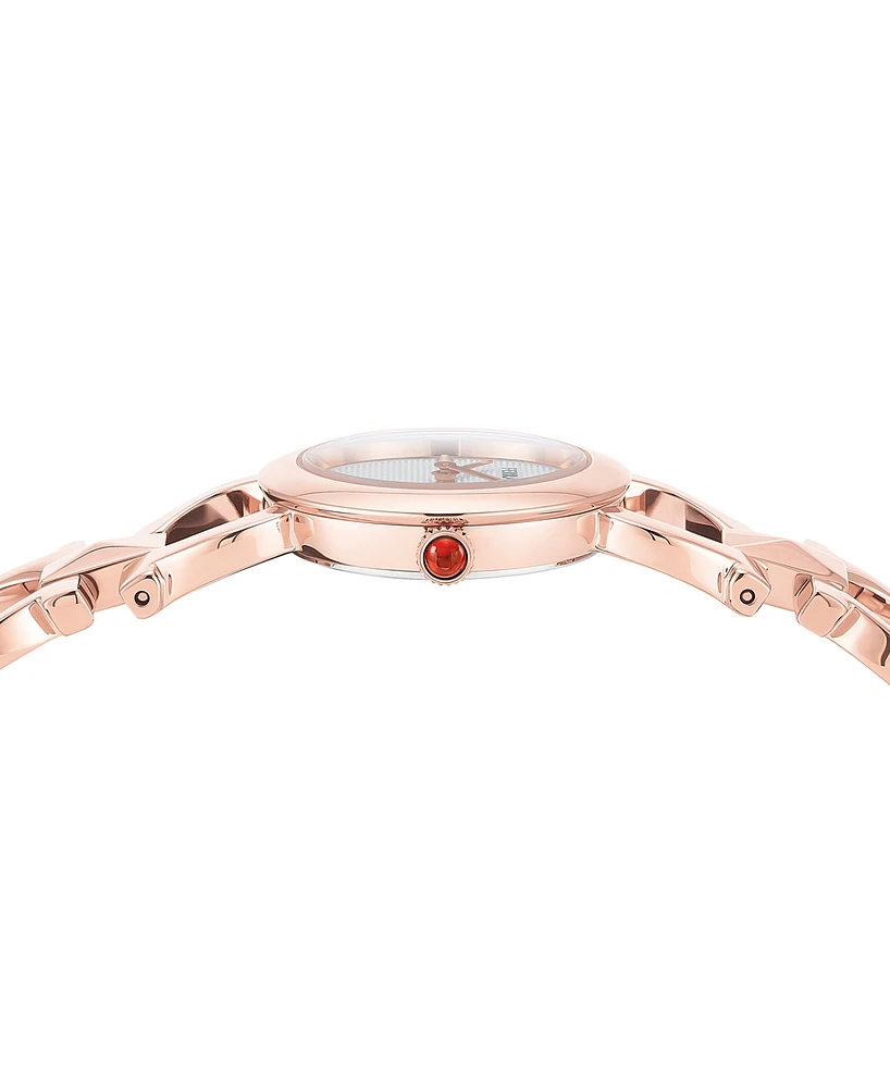 Salvatore Ferragamo Women's Swiss Rose Gold Ion Plated Stainless Steel Stud Link Bracelet Watch 25mm