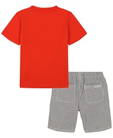 Calvin Klein Toddler Boys Monogram V-neck T-shirt and Plaid Shorts