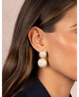 by Adina Eden Pave Puffy Double Circle Drop Stud Earring