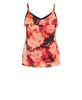 Plus Mischa Print Floral V Neck Ruffle Top