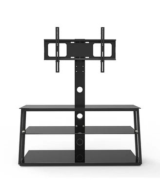 Black Multi-Function Angle And Height Adjustable Tempered Glass Tv Stand