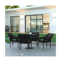 Emma+Oliver Embry All-Weather Indoor/Outdoor Stacking Patio Dining Chairs With Steel Frame And Weather Resistant Pe Rattan