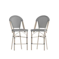 Mael Set Of Two Stacking Bistro Style Counter Stools With Textilene Backs And Seats Metal Frames For Indoor/Outdoor Use