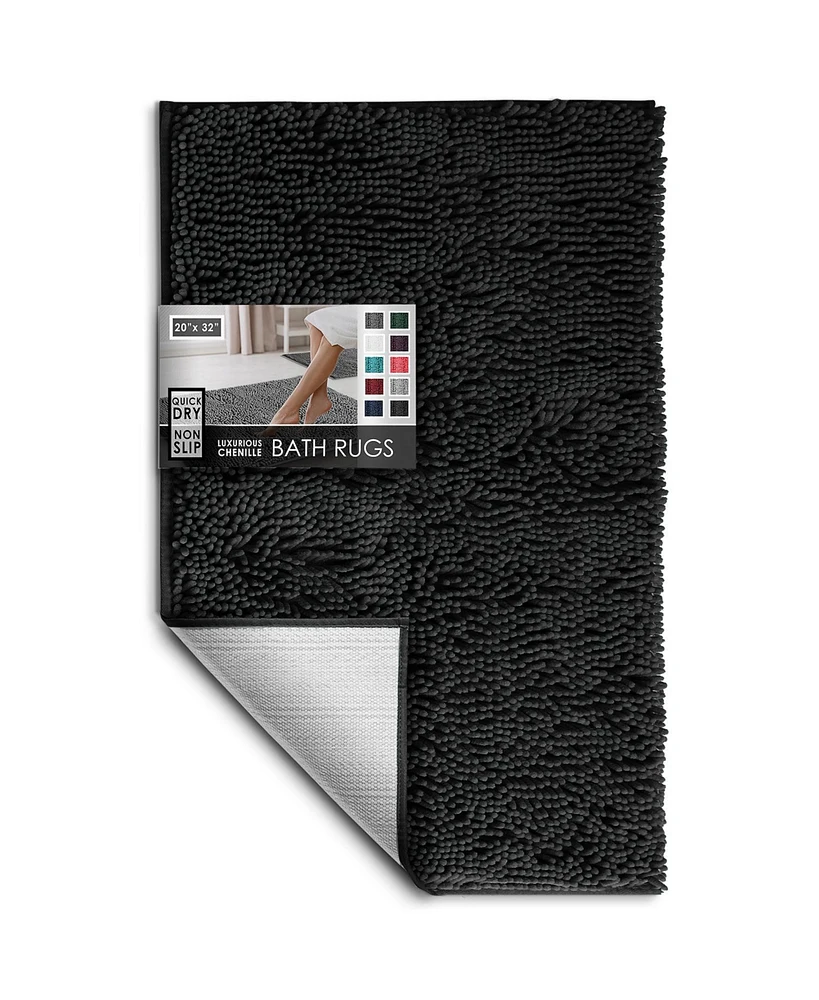 Ultra Soft Non-Slip Chenille Bath Rug - Quick Dry
