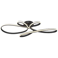 Helix Ultra Modern Semi Flush-Mount Ceiling Light Sand Black Dimmable Led Strip Twisting Ribbon Steel Metal 36 1/2" Wide Bedroom Kitchen Living Room H