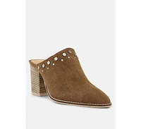 Rag & Co Leslie Womens Stacked Heel Mules