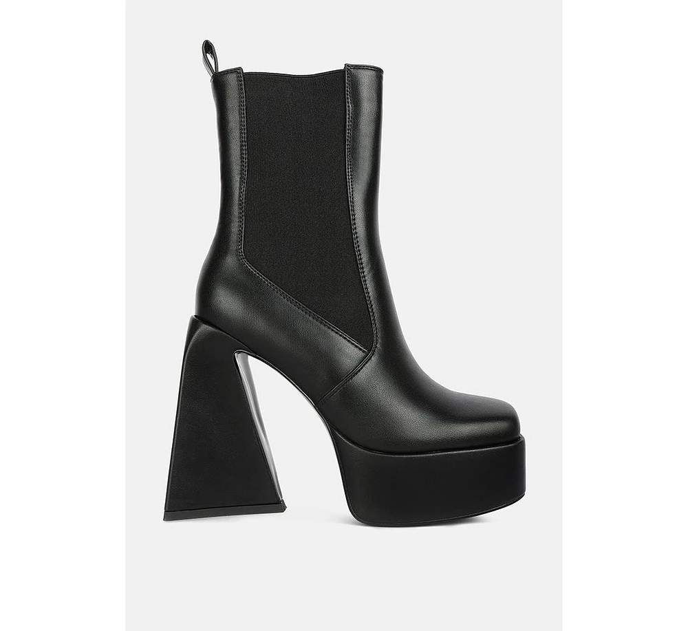 London Rag Frosty High Platform Block Heel Chelsea Boot