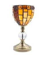 Dale Tiffany 13" Tall Vienne Tiffany Handmade Genuine Stained Glass Shade Accent Lamp - Multi