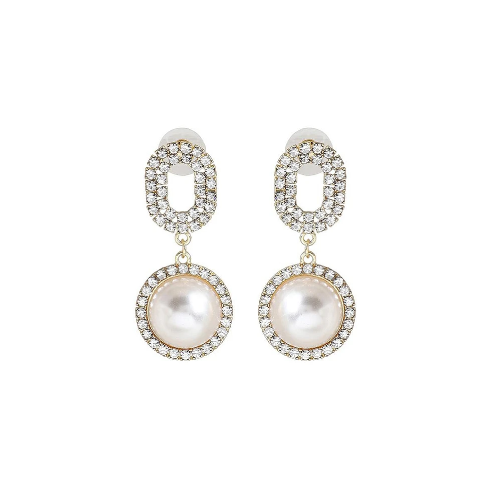 Sohi Women's Embellished Snowball Drop Earrings