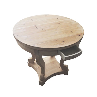 Simplie Fun Small Round Farmhouse Style Dining Table with Natural Wood Grain Finish