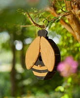 Glitzhome 11.75" H Unique Cute and Lifelike Bee Shaped Distressed Solid Wood Decorative Outdoor Garden Birdhouse