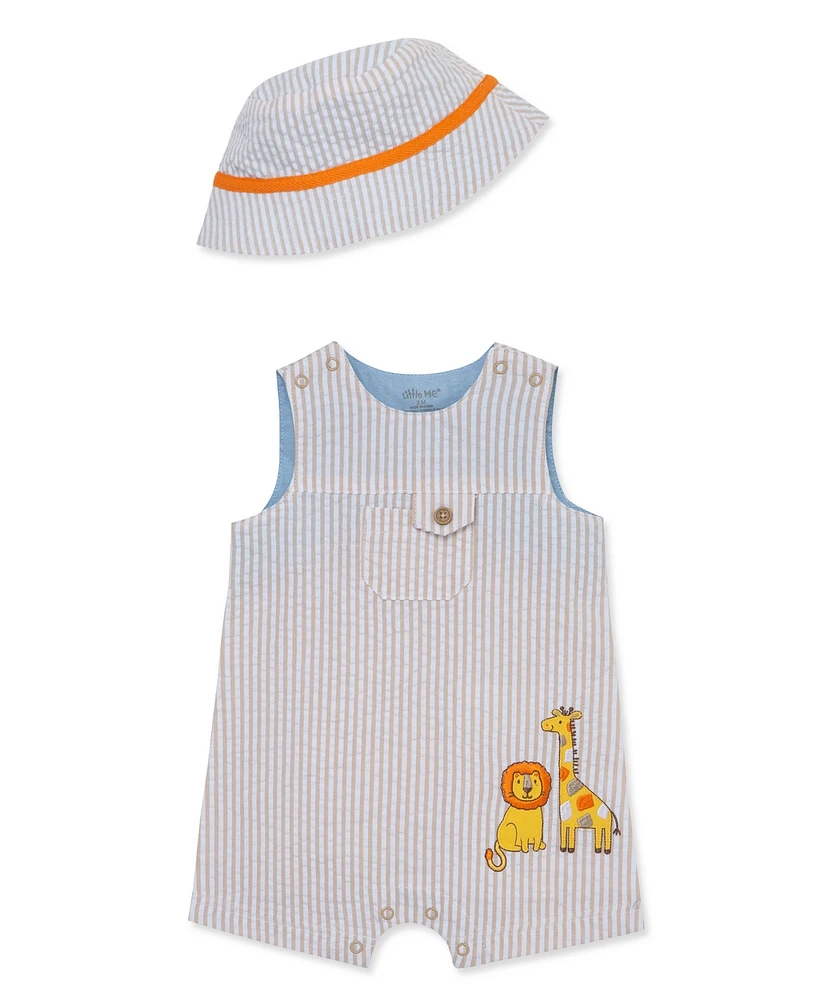Little Me Baby Boys Safari Sunsuit with Hat