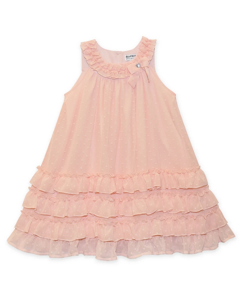 Blueberi Boulevard Little Girls Swiss Dot A-Line Tiered Ruffle Dress