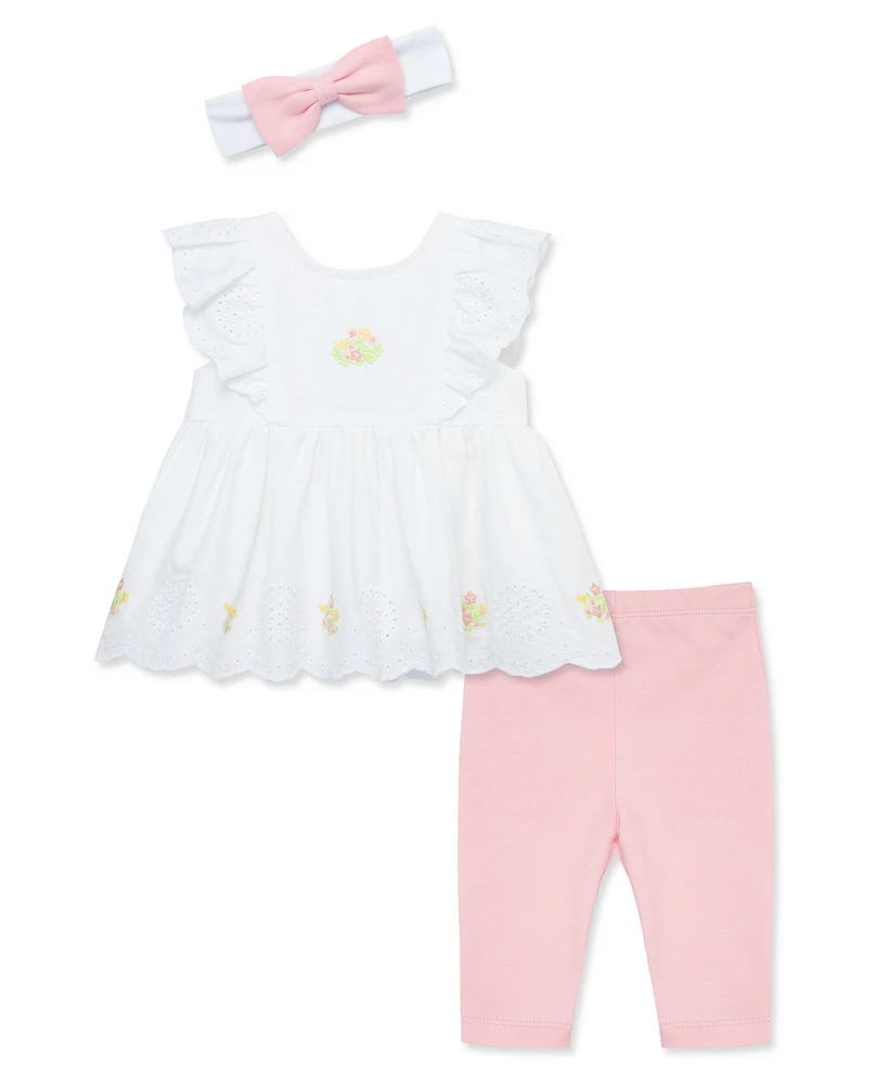 Little Me Baby Girls Pretty Eyelet Set with Headband