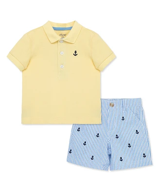 Little Me Baby Boys Anchor Polo Shorts Set
