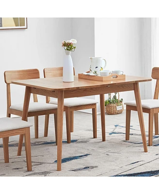 Simplie Fun Solid Oak Round Dining Table for 6-8 People