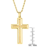 Steeltime Men's Two-Tone Stainless Steel "Our Father" English Prayer Spinner Cross 24" Pendant Necklace