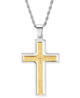Steeltime Men's Stainless Steel "Our Father" English Prayer Spinner Cross 24" Pendant Necklace
