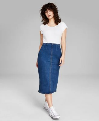 Now This Womens Cap Sleeve T Shirt Denim Midi Skirt Created For Macys