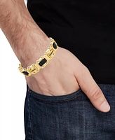 Blackjack Men's Cubic Zirconia & Carbon Fiber Square Link Bracelet