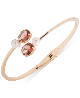 Lauren Ralph Lauren Gold-Tone Stone & Imitation Pearl Bypass Bangle Bracelet