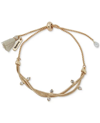 lonna & lilly Gold-Tone Crystal Twisted Stone Chain Slider Bracelet