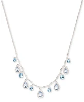 Givenchy Silver-Tone Crystal Frontal Necklace, 16" + 3" extender