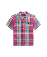 Polo Ralph Lauren Big Boys Plaid Linen Camp Shirt