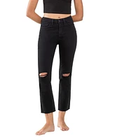 Vervet Women's High Rise Raw Hem Straight Jeans