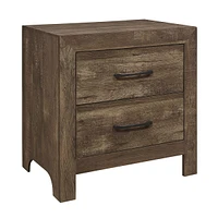 Simplie Fun Simple Look Rustic Brown Finish 1 Piece Nightstand Of Drawers Black Metal Hardware Bedroom Furniture