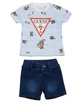 Guess Baby Boy Short Sleeve Shirt and Denim Set