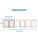 Arf Pets Freestanding Dog Gate, 2-Panel Extension - Walnut