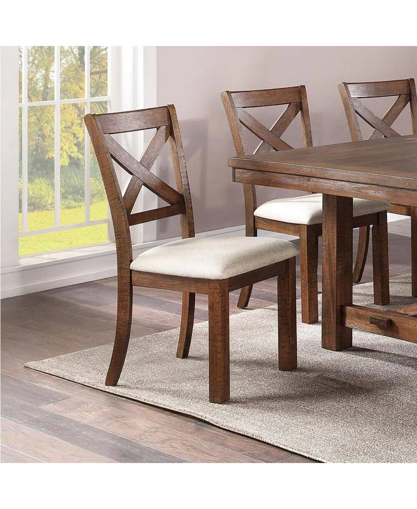 Simplie Fun Contemporary X-Design Natural Brown Side Chairs