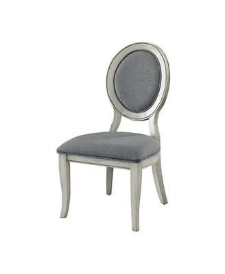 Simplie Fun Transitional Antique White And Gray Side Chairs Set Of 2 Chairs Dining Room Furniture Padded Fabric Seat